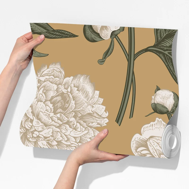 Fototapete vintage botanisches muster mit pfingstrosen Fototapete vintage botanisches muster mit pfingstrosen