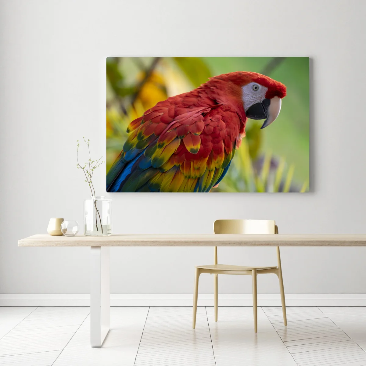 Leinwandbild intensives porträt einer scharlachara Leinwandbild intensives porträt einer scharlachara
