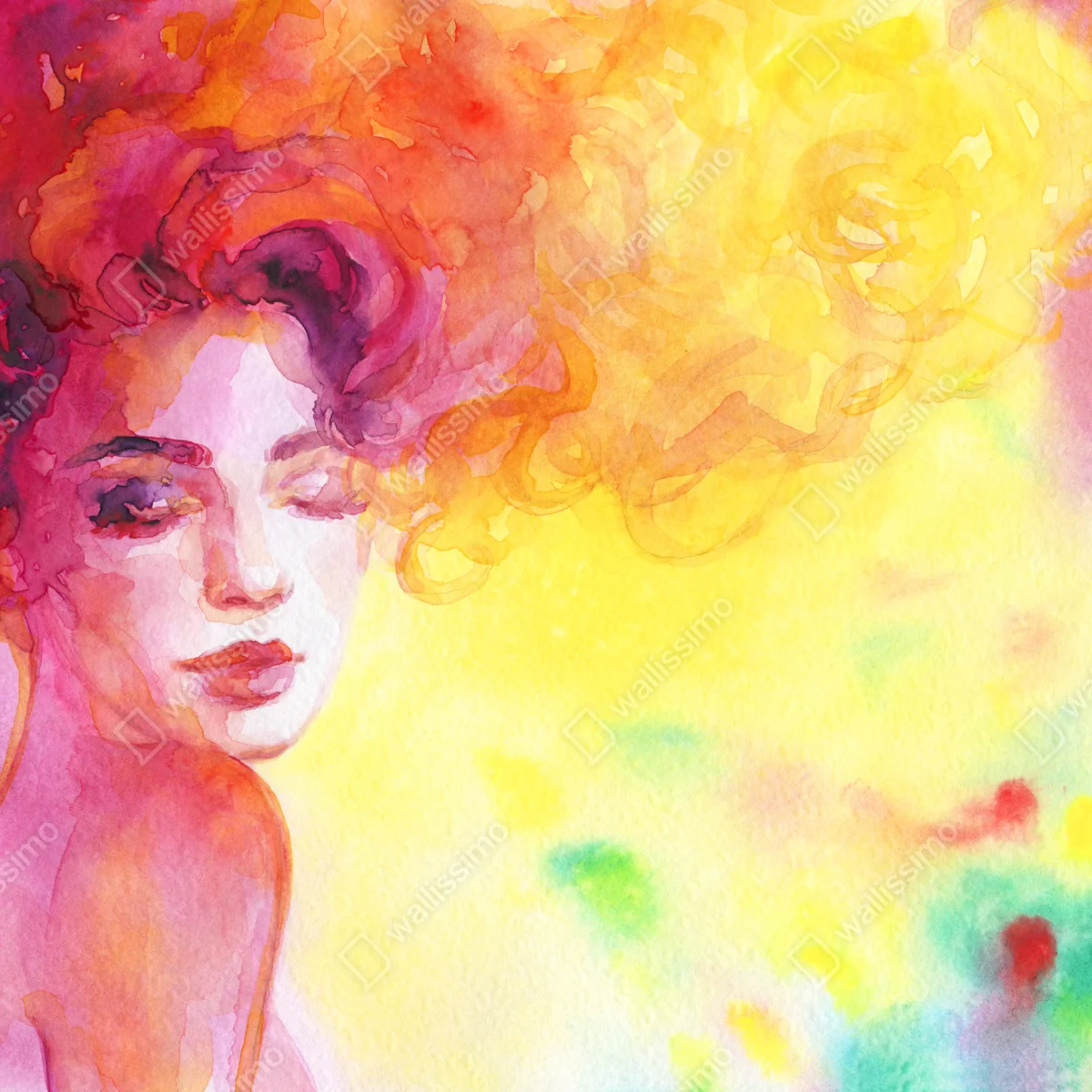 Laptop-Aufkleber leuchtendes aquarellporträt einer frau Laptop-Aufkleber leuchtendes aquarellporträt einer frau