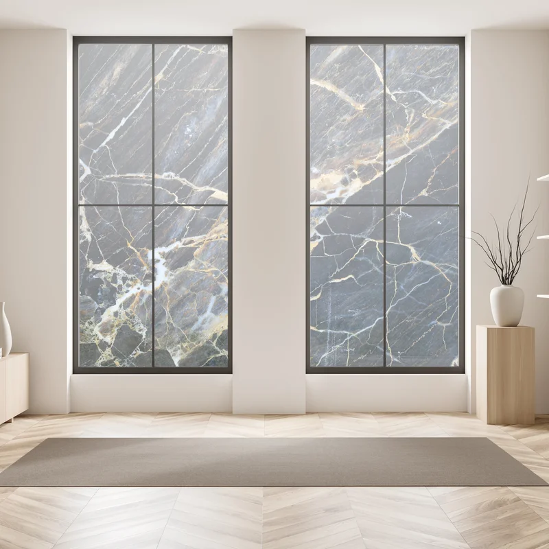 Fensteraufkleber dunkler marmor mit goldenen und cremefarbenen adern Fensteraufkleber dunkler marmor mit goldenen und cremefarbenen adern