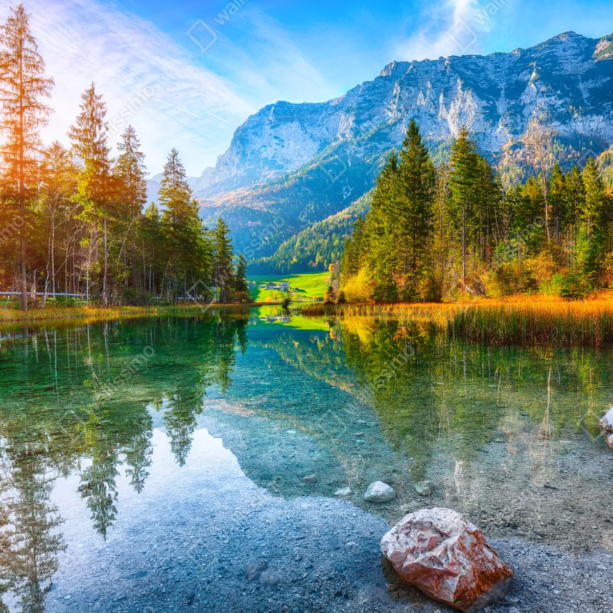 Kühlschrankaufkleber Hintersee herbstliche see- und bergspiegelung Kühlschrankaufkleber Hintersee herbstliche see- und bergspiegelung