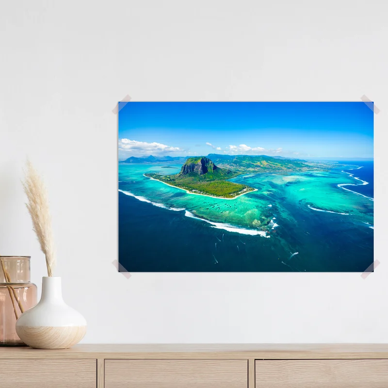 Poster Le Morne panorama der türkislagune Poster Le Morne panorama der türkislagune