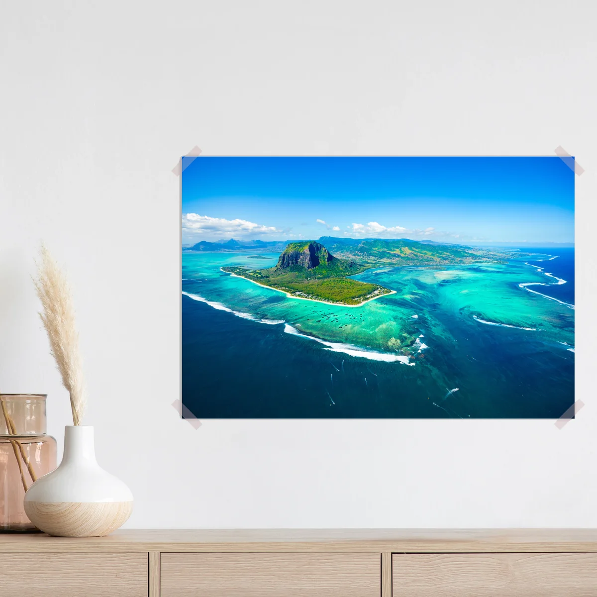 Poster Le Morne panorama der türkislagune Poster Le Morne panorama der türkislagune
