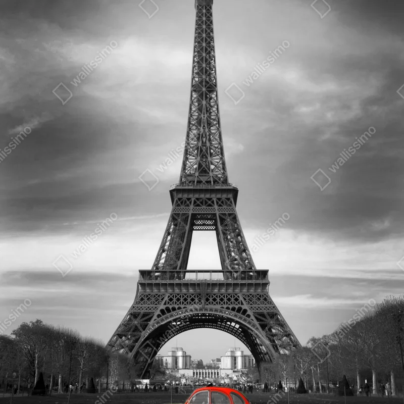 Poster Eiffelturm mit rotem vintage-auto Poster Eiffelturm mit rotem vintage-auto