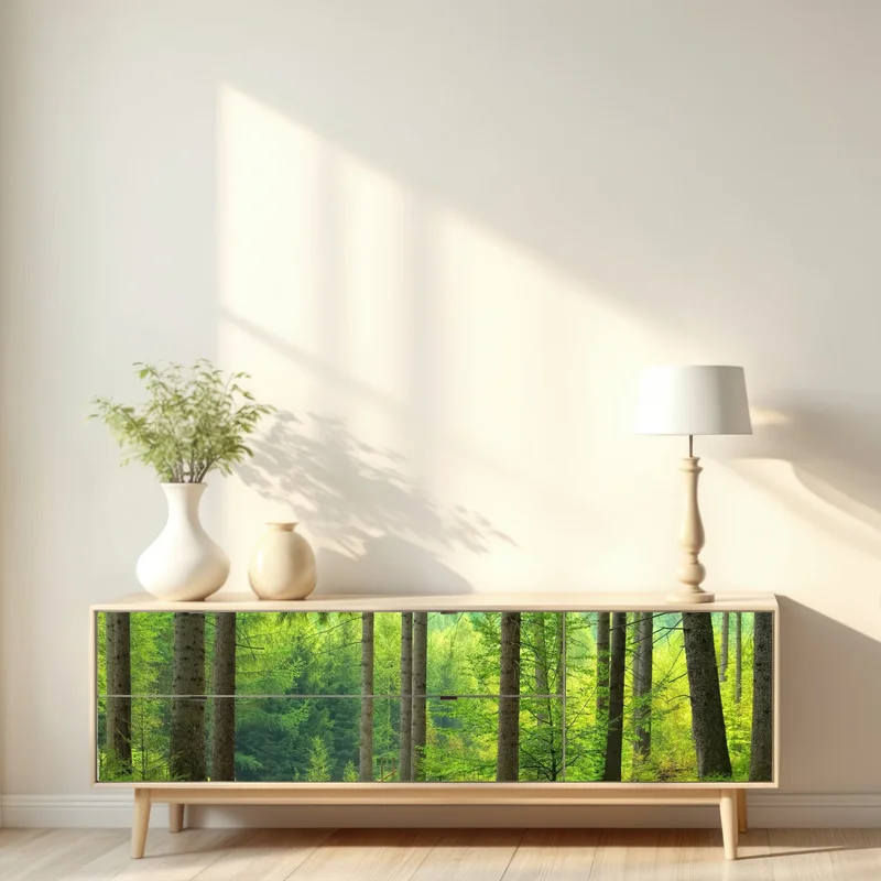 Repositionierbarer Aufkleber sonniger waldweg Repositionierbarer Aufkleber sonniger waldweg