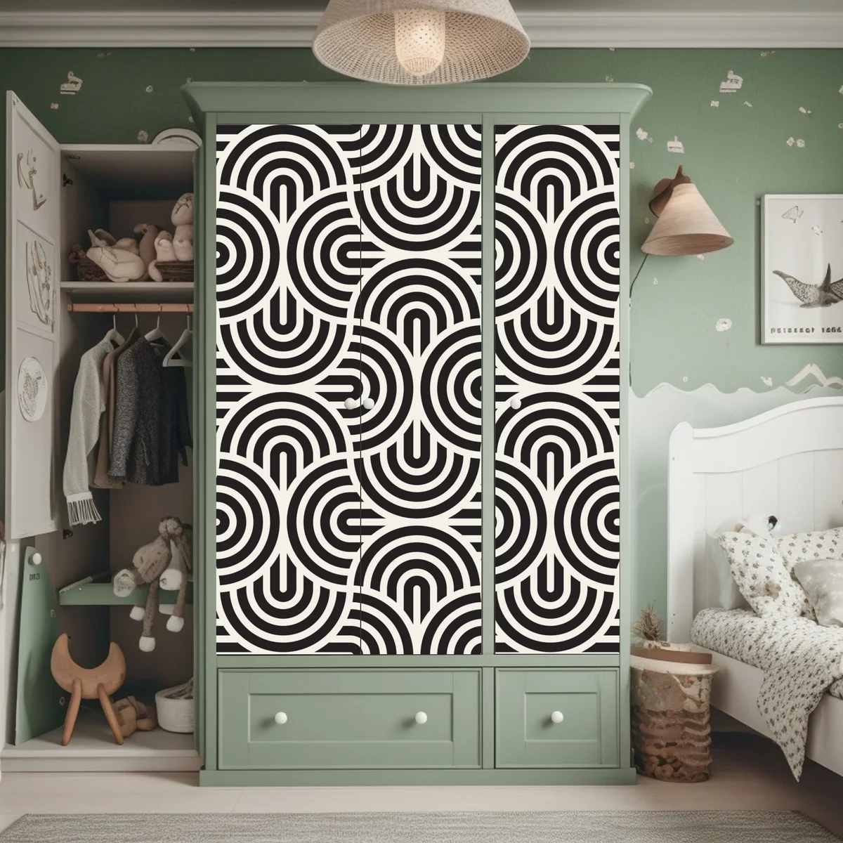 Schrankaufkleber schwarz-weiß geometrisches muster Schrankaufkleber schwarz-weiß geometrisches muster