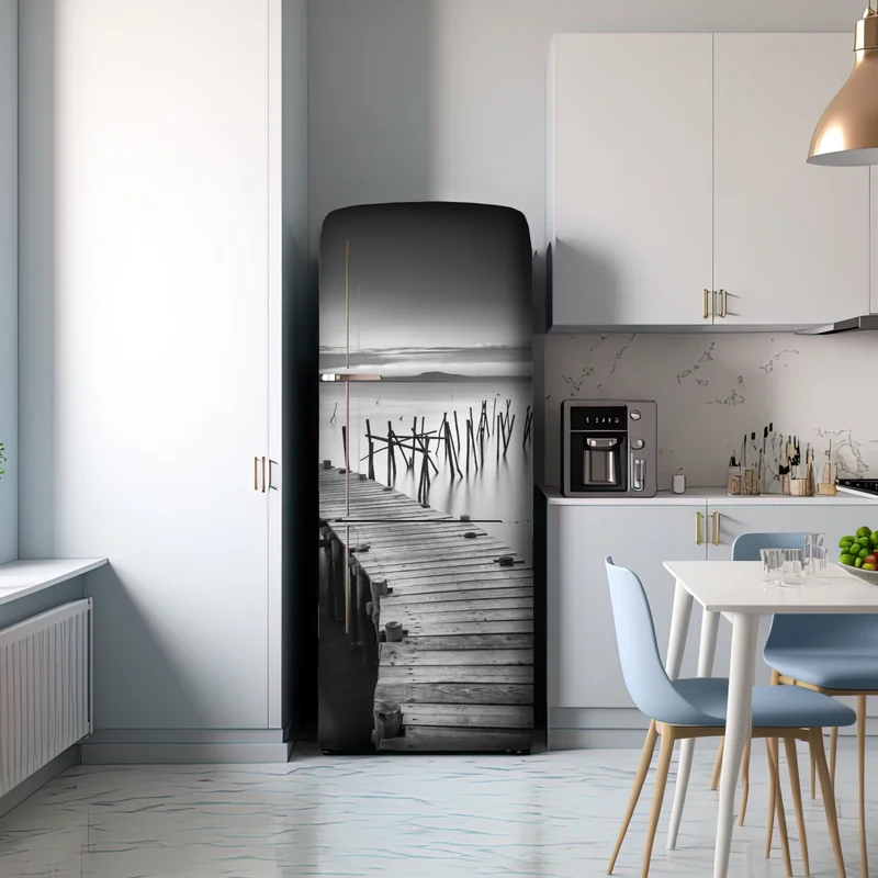 Kühlschrankaufkleber ruhiger hölzerner steg bei dämmerung Kühlschrankaufkleber ruhiger hölzerner steg bei dämmerung