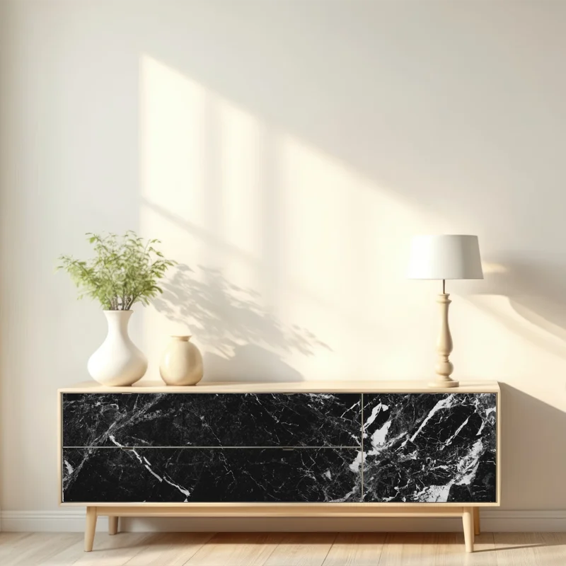 Repositionierbarer Aufkleber schwarzer marmor mit weißen adern