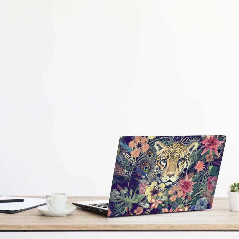 Laptop-Aufkleber vintage aquarell leopard im tropischen dschungel