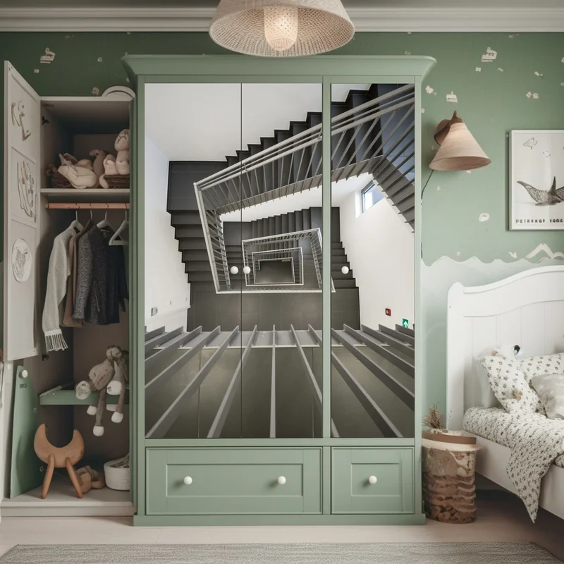 Schrankaufkleber geometrisches treppenhaus in perspektive