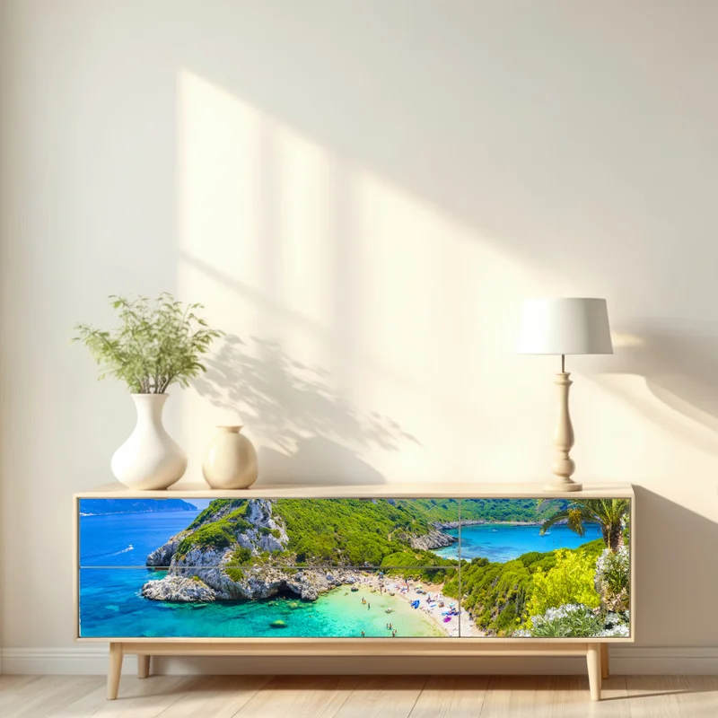 Repositionierbarer Aufkleber Porto Timoni panoramischer strand, Korfu