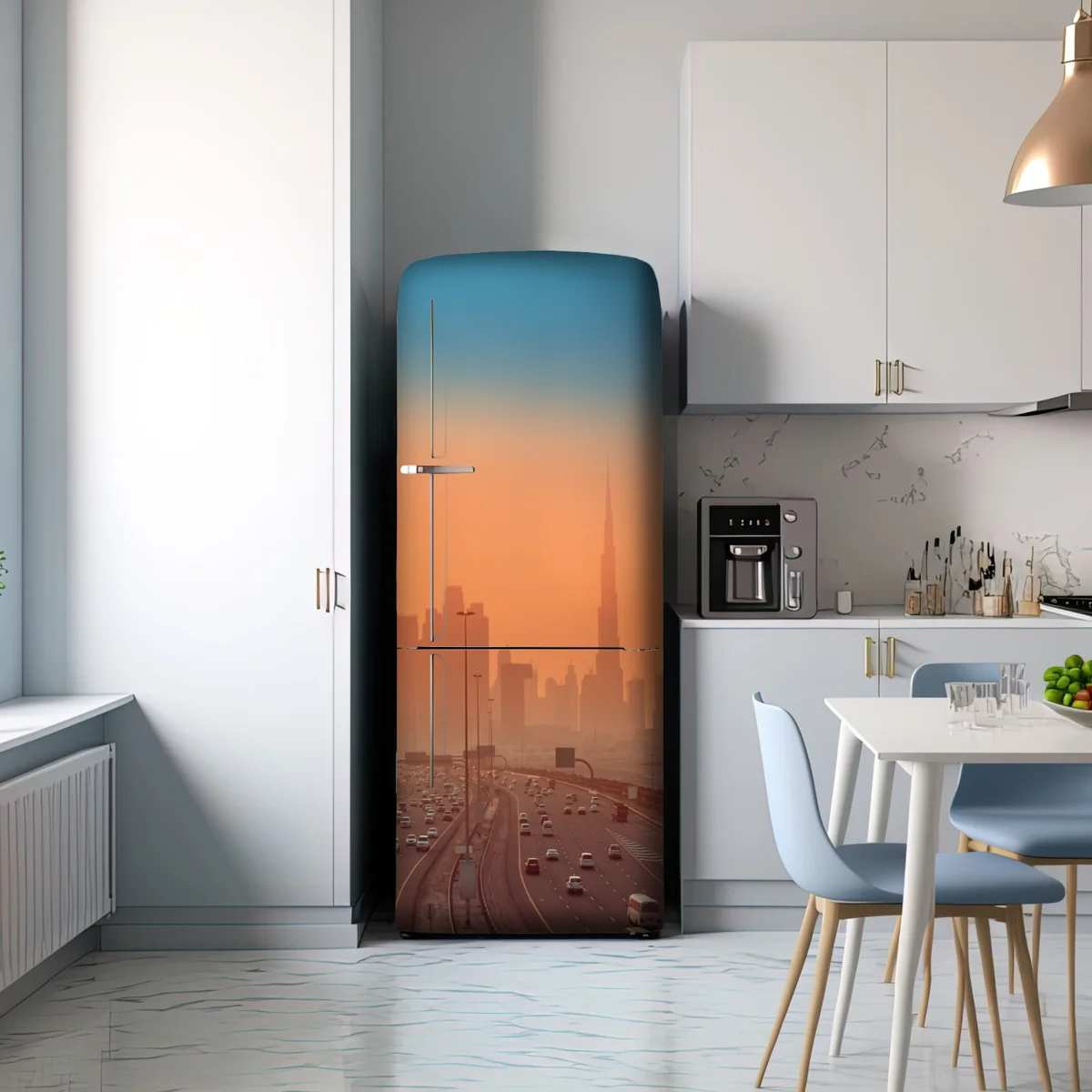 Kühlschrankaufkleber Dubai skyline bei sonnenaufgang Kühlschrankaufkleber Dubai skyline bei sonnenaufgang