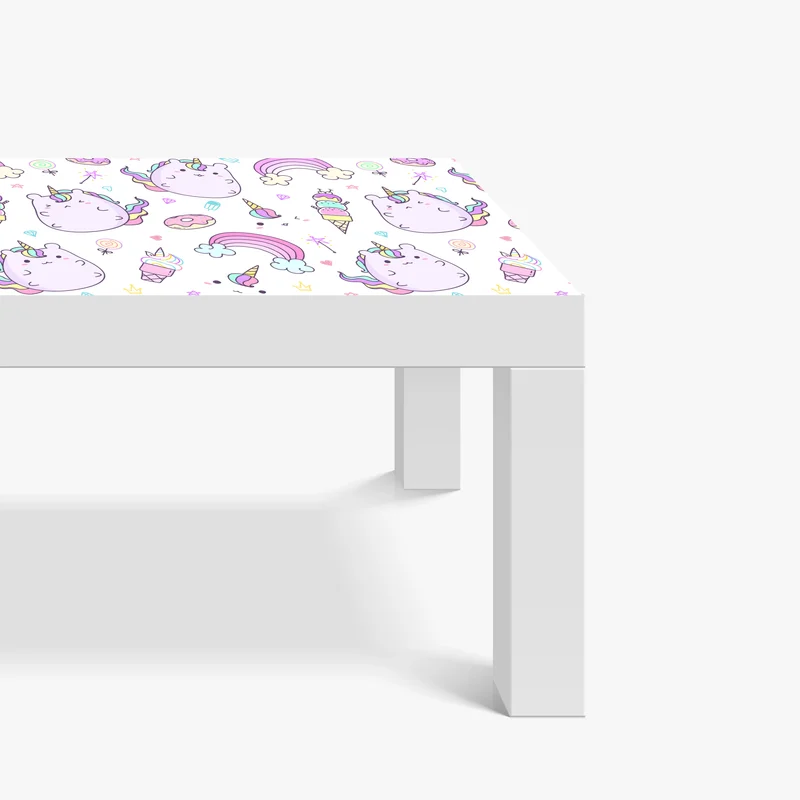 Tischaufkleber und Schreibtischaufkleber verspieltes pastell-einhorn-katzenmuster