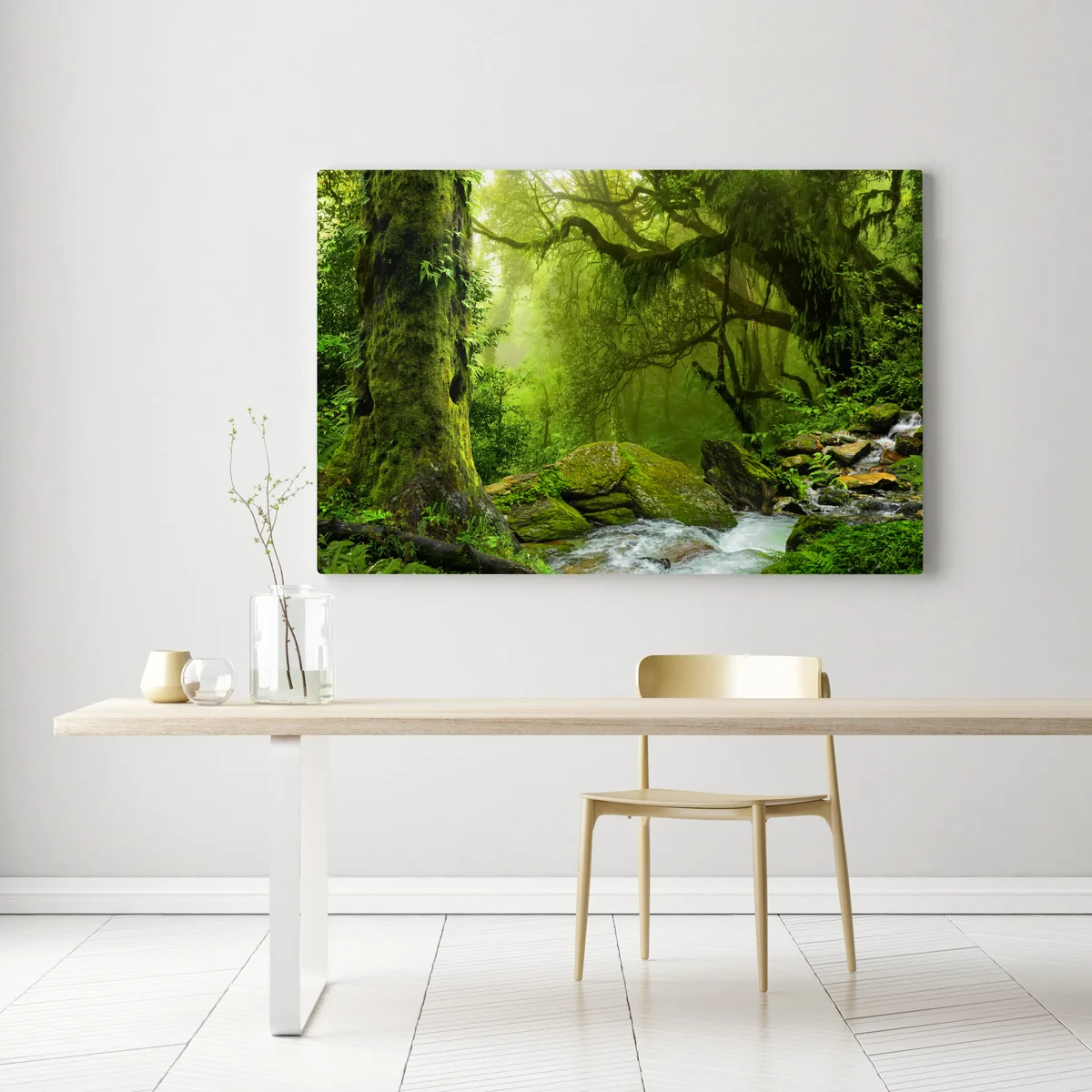 Leinwandbild verzauberter grüner waldbach Leinwandbild verzauberter grüner waldbach