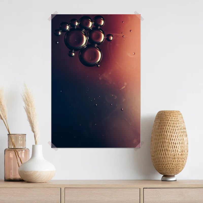 Poster schwebende ölblasen auf tiefem verlauf Poster schwebende ölblasen auf tiefem verlauf