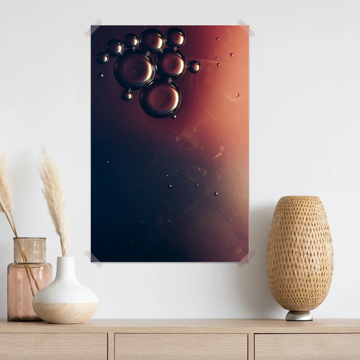 Poster schwebende ölblasen auf tiefem verlauf Poster schwebende ölblasen auf tiefem verlauf