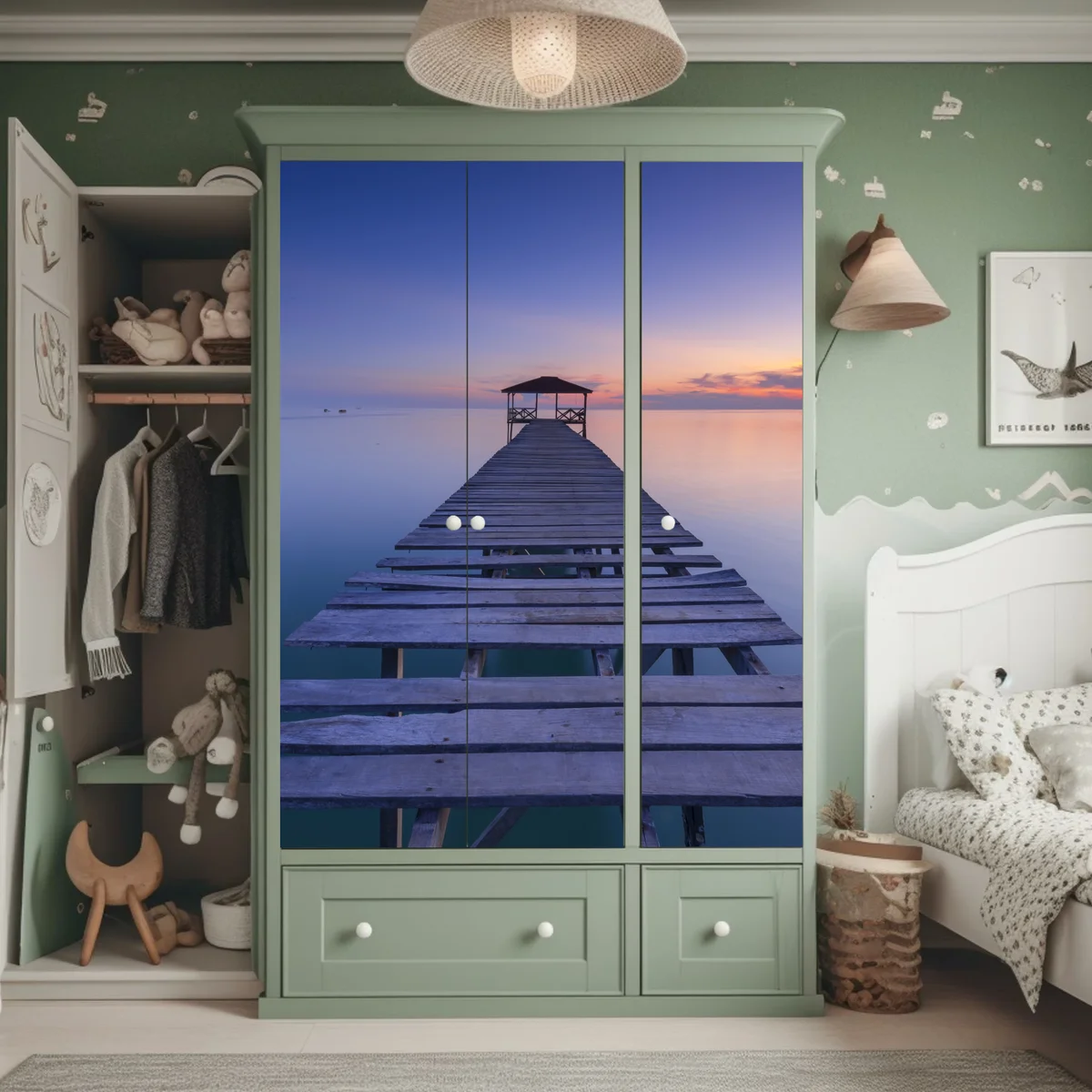 Schrankaufkleber ruhiger steg bei sonnenuntergang Schrankaufkleber ruhiger steg bei sonnenuntergang