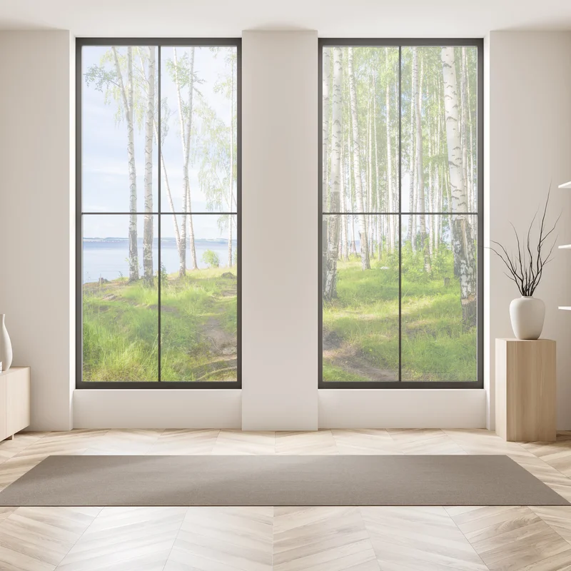 Fensteraufkleber sonnige birkenlichtung am wasser Fensteraufkleber sonnige birkenlichtung am wasser