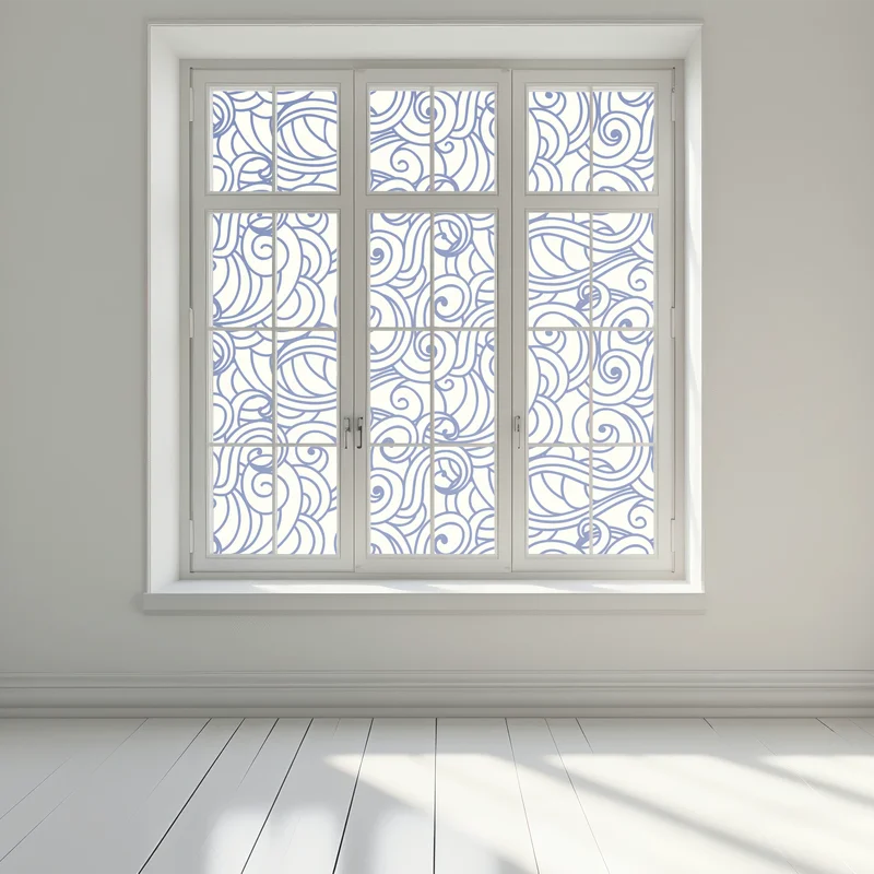 Fensteraufkleber nahtloses blaues wirbelmuster