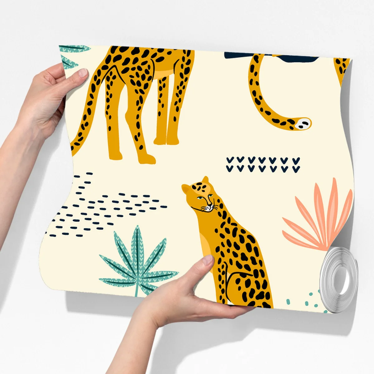 Fototapete verspieltes gepardenmuster in pastelltönen Fototapete verspieltes gepardenmuster in pastelltönen