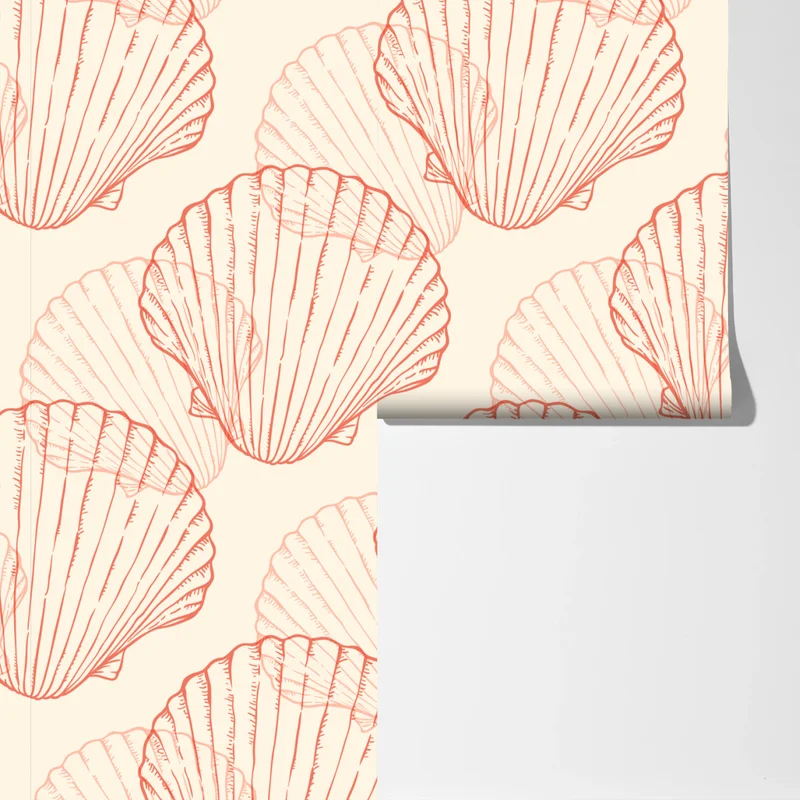 Fototapete korallenfarbiges muschelmuster Fototapete korallenfarbiges muschelmuster