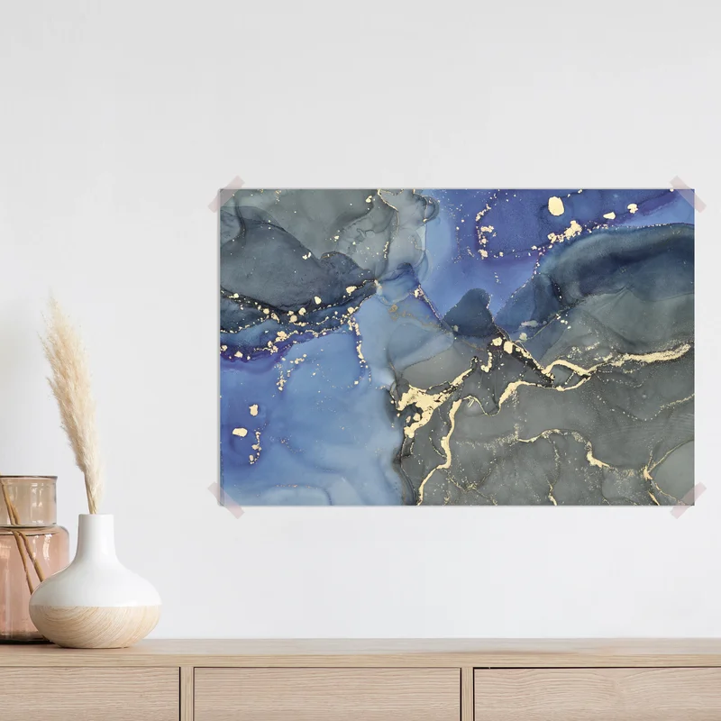 Poster luxuriöse blau-goldene abstraktion Poster luxuriöse blau-goldene abstraktion