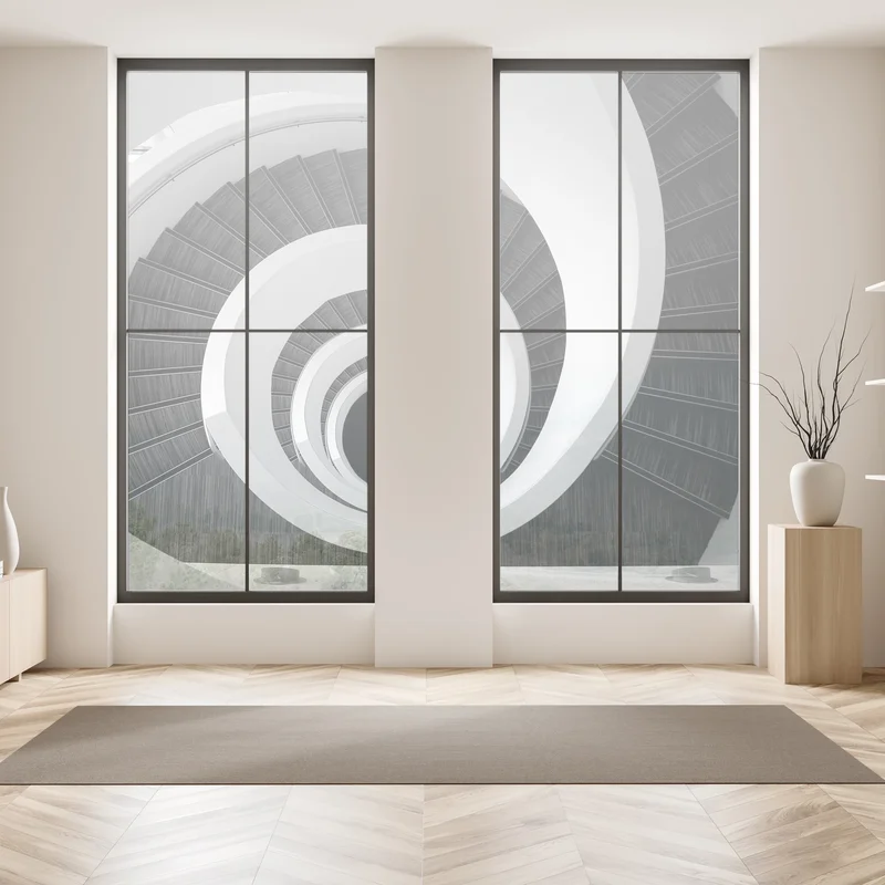 Fensteraufkleber spiraltreppe in monochrom