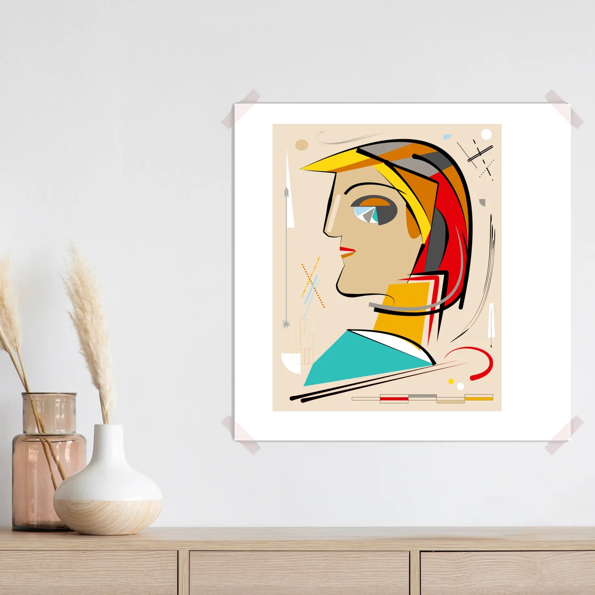 Poster farbenfrohes geometrisches porträt • Poster bei Wallnifity® Poster farbenfrohes geometrisches porträt • Poster bei Wallnifity®