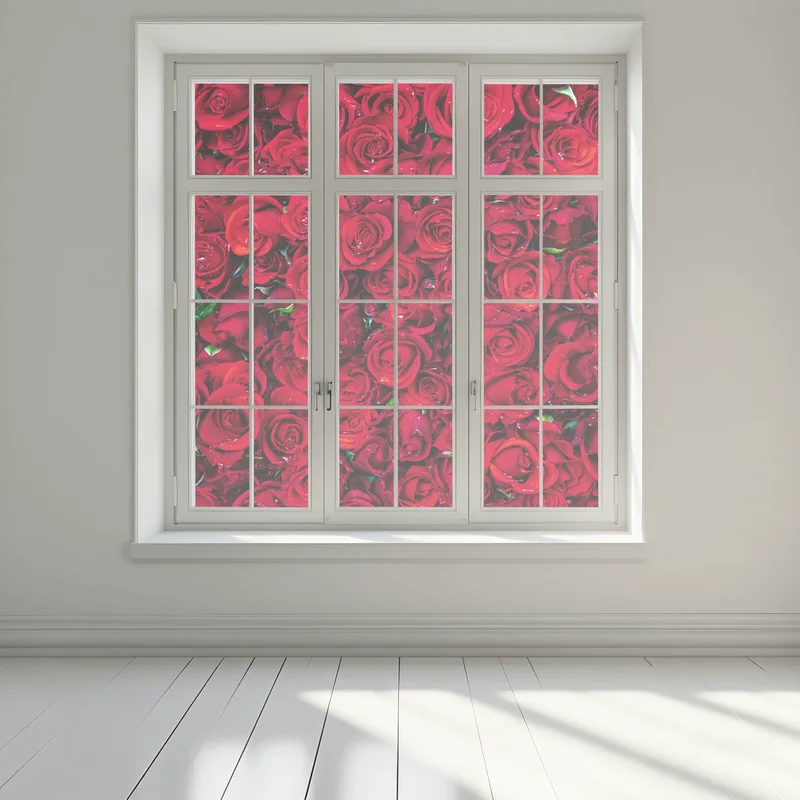 Fensteraufkleber dichte wand aus roten rosen