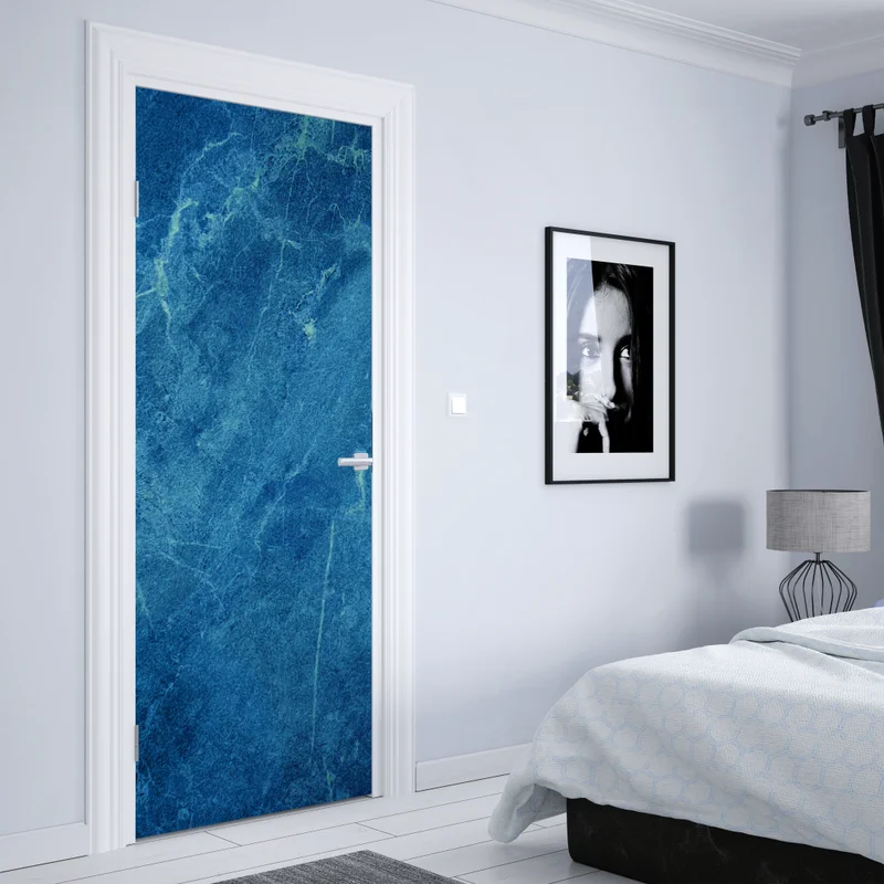 Türaufkleber tiefblaue marmortextur