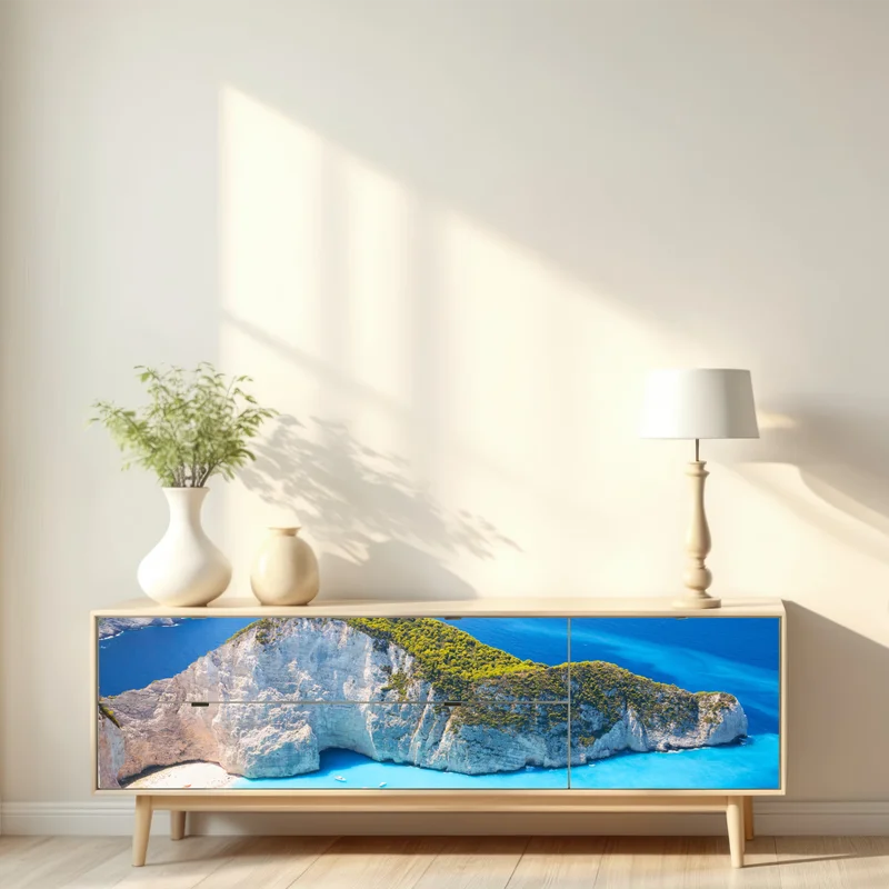 Repositionierbarer Aufkleber Navagio-Bucht türkisblauer strand, Zakynthos