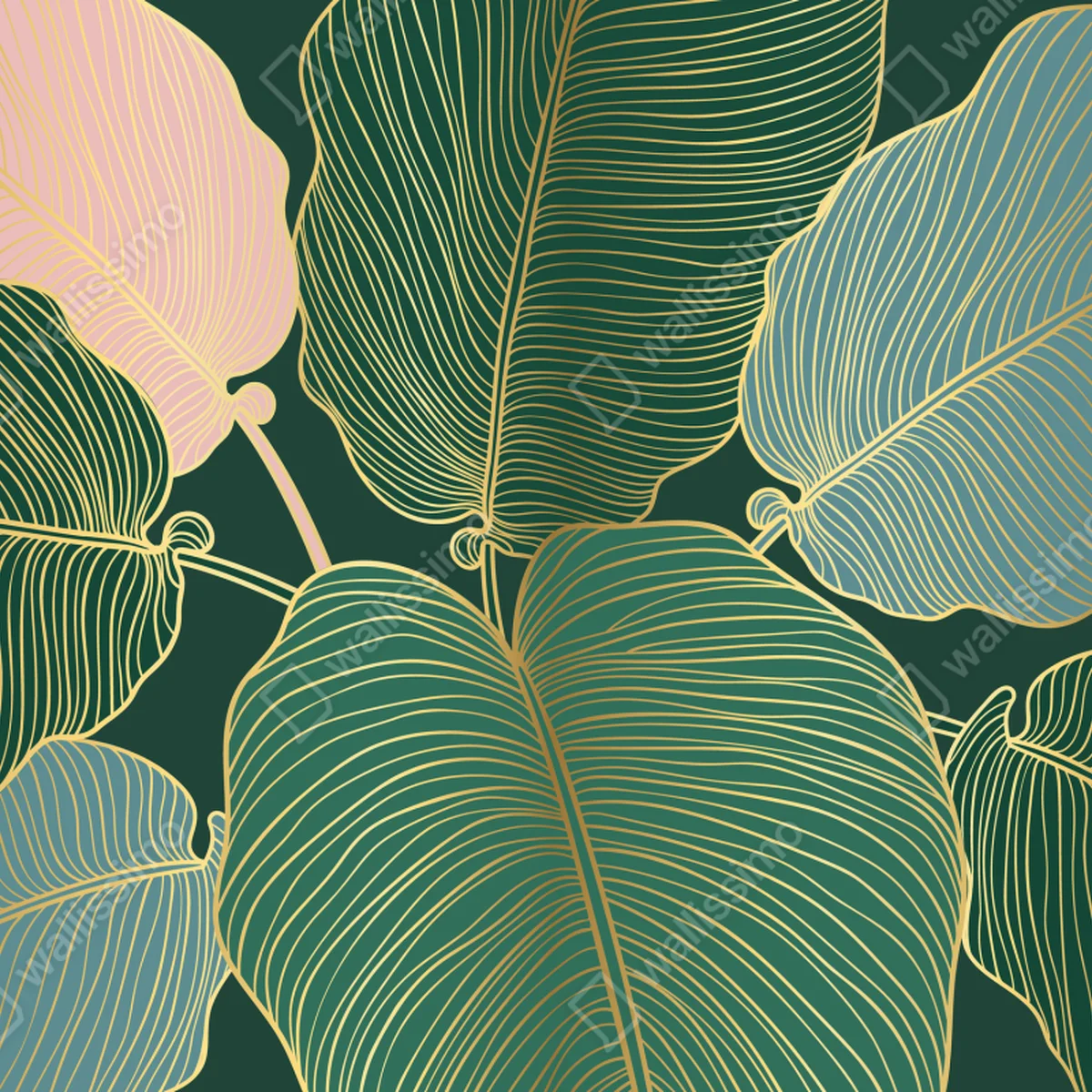 Poster luxuriöse botanische goldblatt-illustration • Poster bei Wallnifity® Poster luxuriöse botanische goldblatt-illustration • Poster bei Wallnifity®