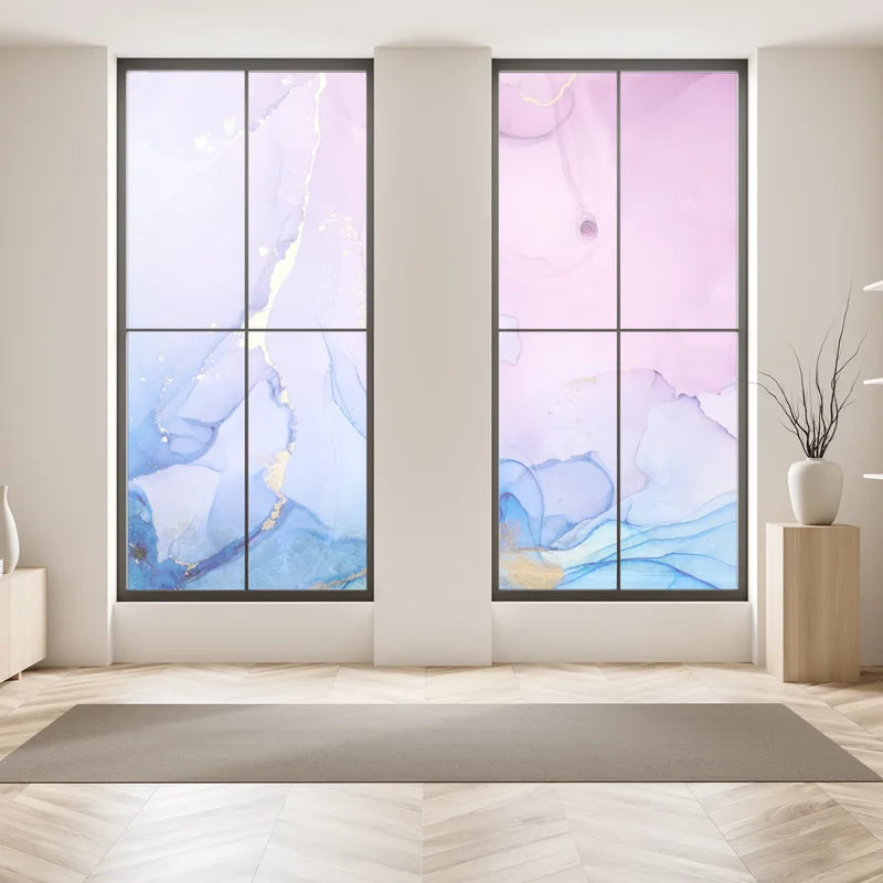 Fensteraufkleber rosa und blaue marmorierte abstraktion Fensteraufkleber rosa und blaue marmorierte abstraktion