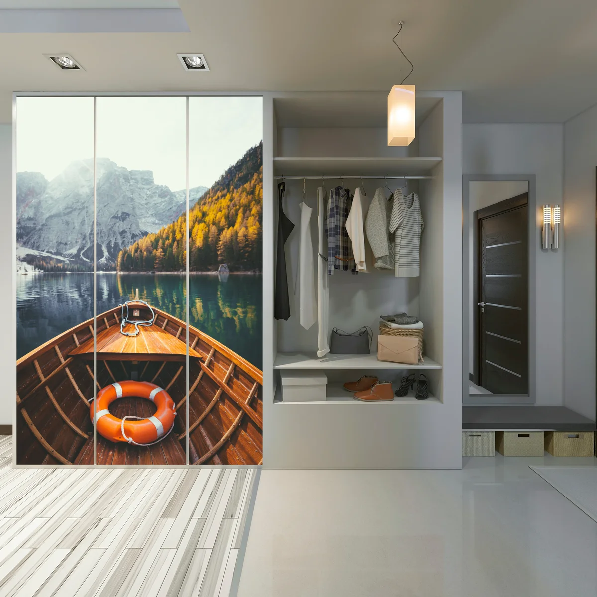 Schrankaufkleber sonnenaufgang am Lago di Braies Schrankaufkleber sonnenaufgang am Lago di Braies