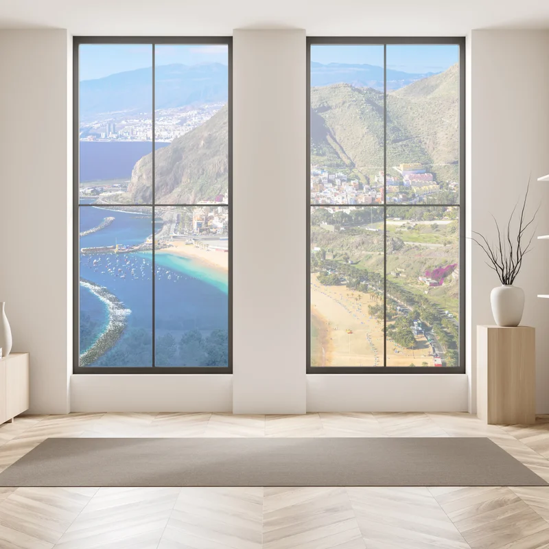 Fensteraufkleber sonnige bucht mit türkisblauem wasser