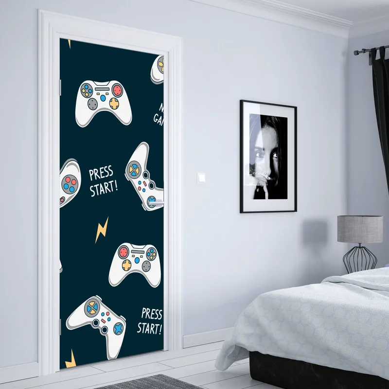 Türaufkleber retro-muster mit gamepads