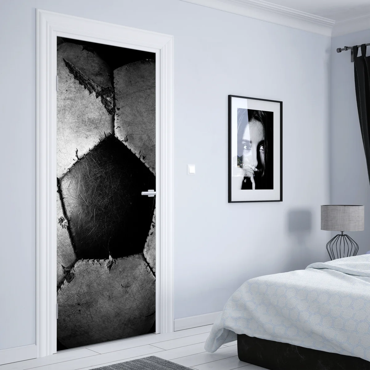 Türaufkleber abgenutzter fußball - nahaufnahme Türaufkleber abgenutzter fußball - nahaufnahme