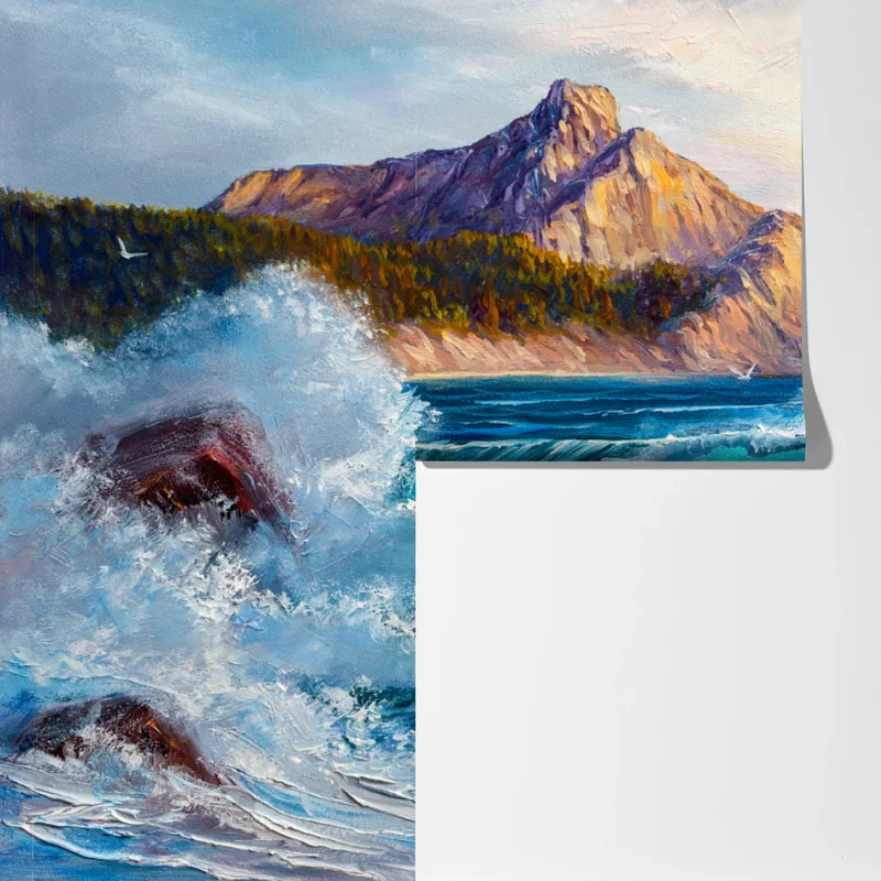 Fototapete türkisblaue welle - meereslandschaft in öl Fototapete türkisblaue welle - meereslandschaft in öl