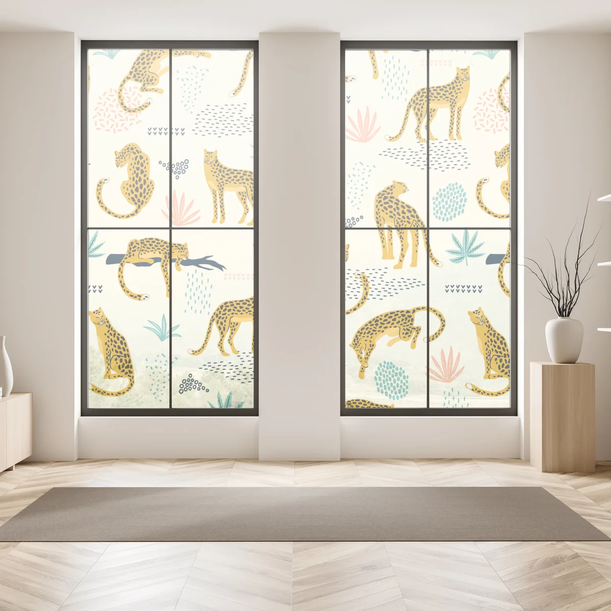 Fensteraufkleber verspieltes gepardenmuster in pastelltönen Fensteraufkleber verspieltes gepardenmuster in pastelltönen