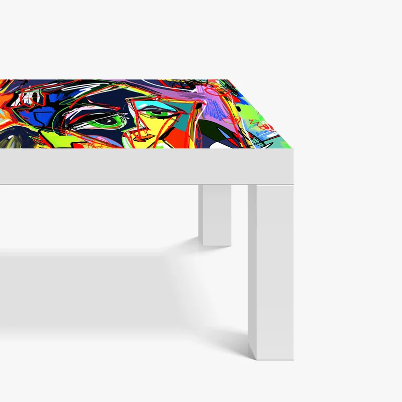 Tischaufkleber und Schreibtischaufkleber farbenfrohes abstraktes gesichtsporträt