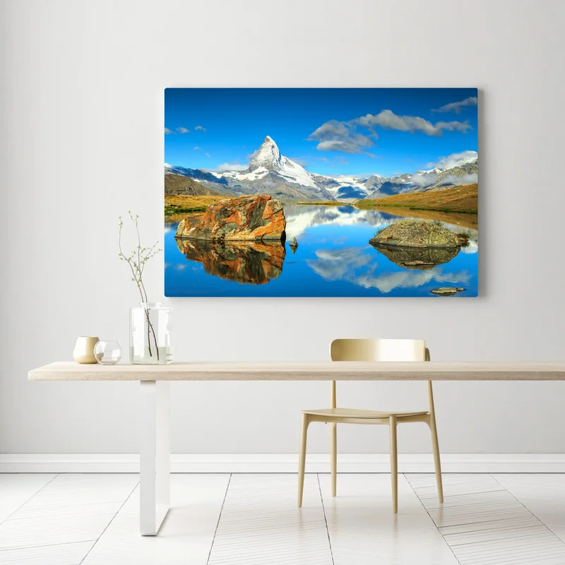 Leinwandbild spiegelung des Matterhorns über einem alpinen see Leinwandbild spiegelung des Matterhorns über einem alpinen see