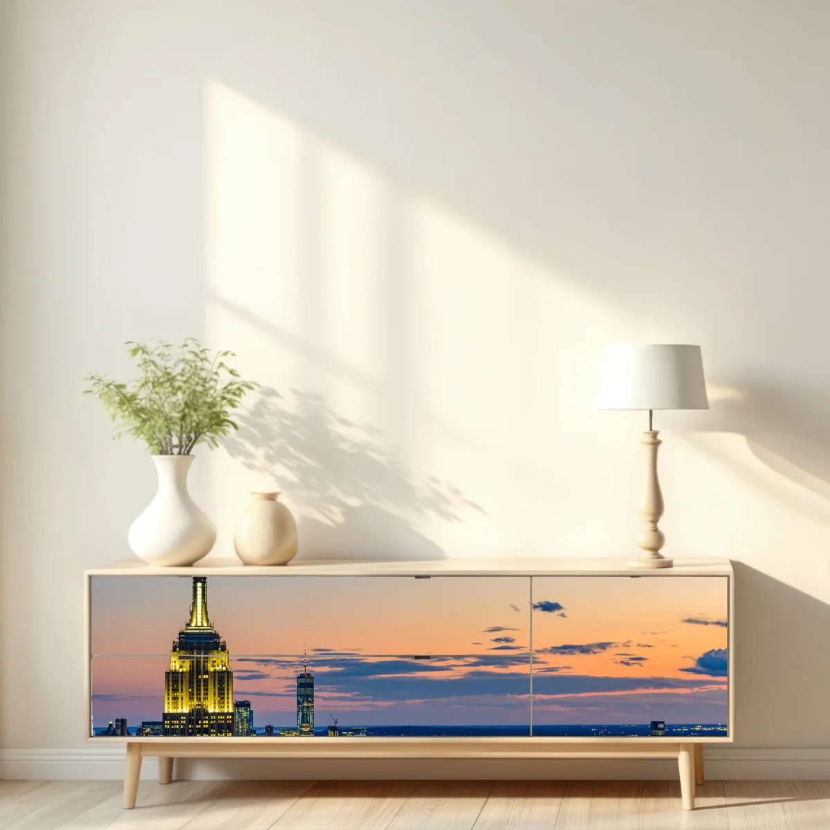 Repositionierbarer Aufkleber New York skyline bei dämmerung Repositionierbarer Aufkleber New York skyline bei dämmerung