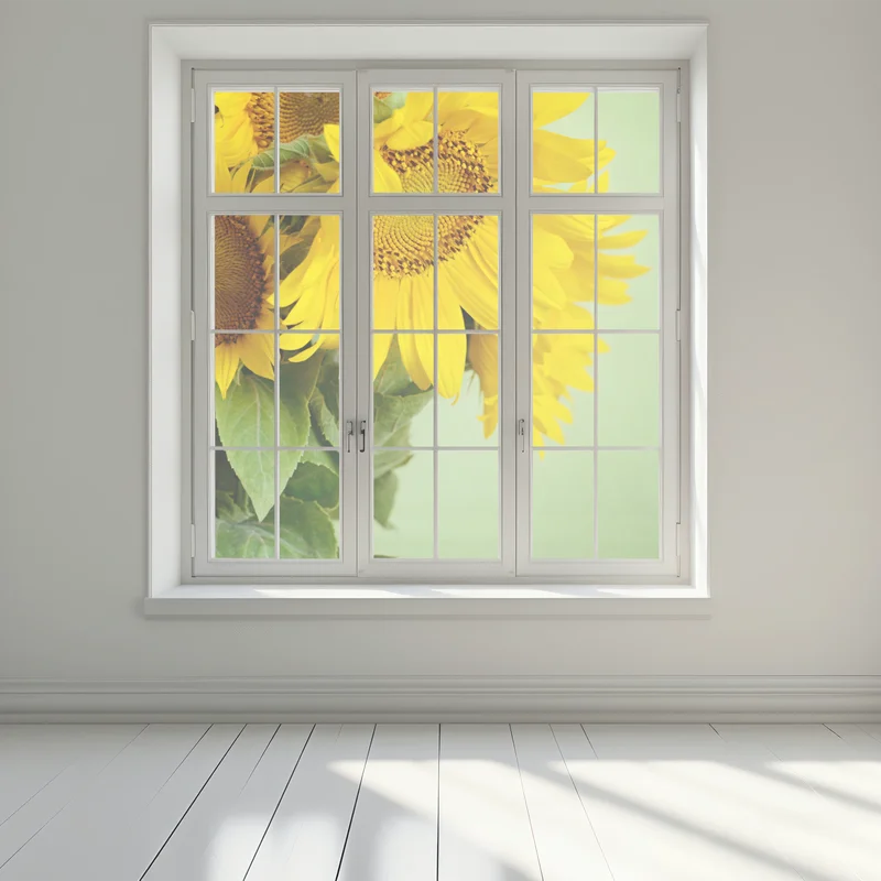 Fensteraufkleber heller sonnenblumenstrauß auf grünem hintergrund Fensteraufkleber heller sonnenblumenstrauß auf grünem hintergrund