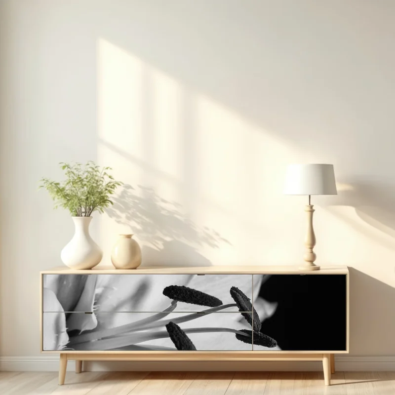 Repositionierbarer Aufkleber monochrome lilie nahaufnahme