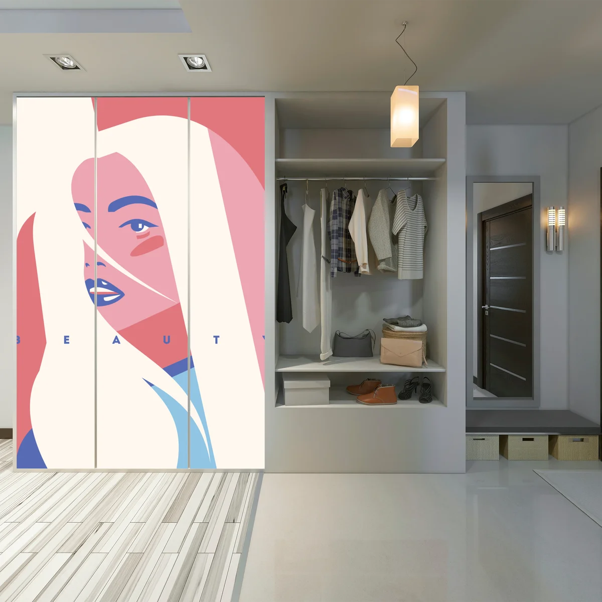 Schrankaufkleber pastell pop-art porträt der schönheit Schrankaufkleber pastell pop-art porträt der schönheit