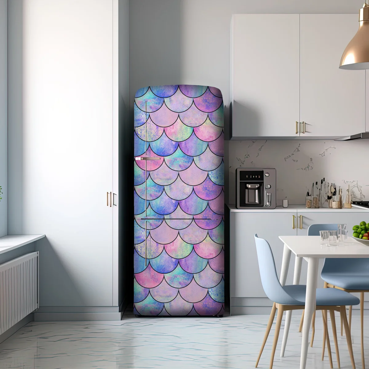Kühlschrankaufkleber pastell meerjungfrauen schuppenmuster Kühlschrankaufkleber pastell meerjungfrauen schuppenmuster