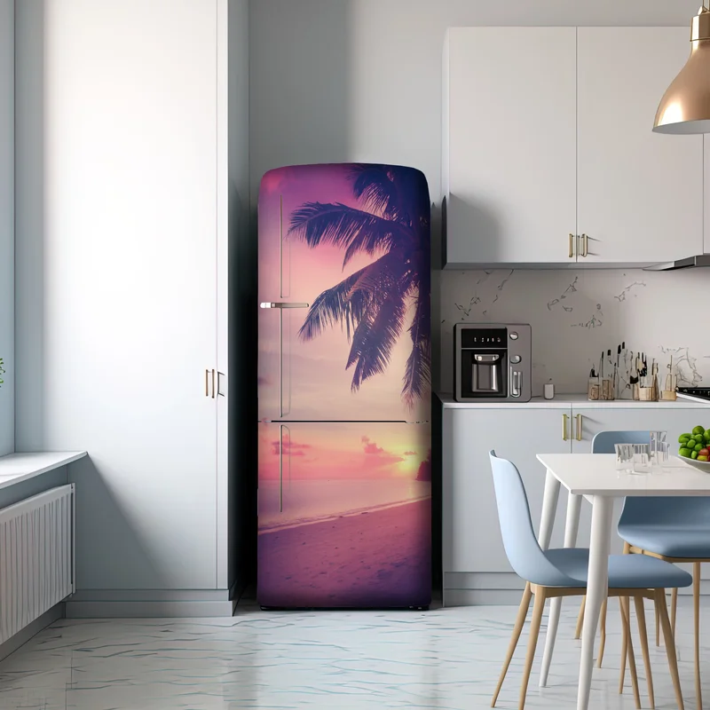 Kühlschrankaufkleber tropischer sonnenuntergang am strand Kühlschrankaufkleber tropischer sonnenuntergang am strand