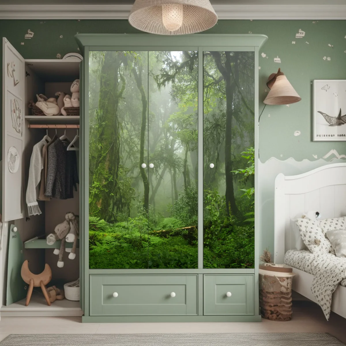 Schrankaufkleber nebliger tropischer dschungelpfad Schrankaufkleber nebliger tropischer dschungelpfad