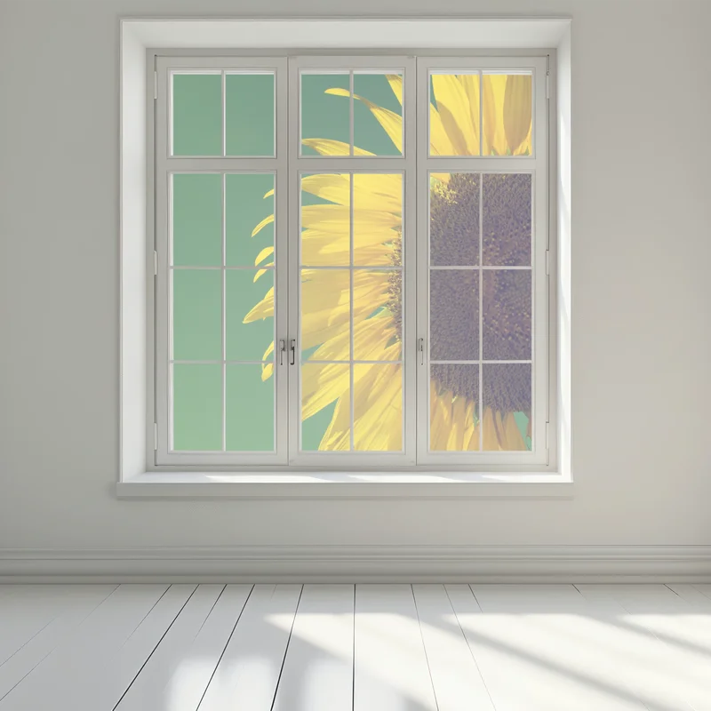 Fensteraufkleber strahlende sonnenblume vor vintage-himmel Fensteraufkleber strahlende sonnenblume vor vintage-himmel