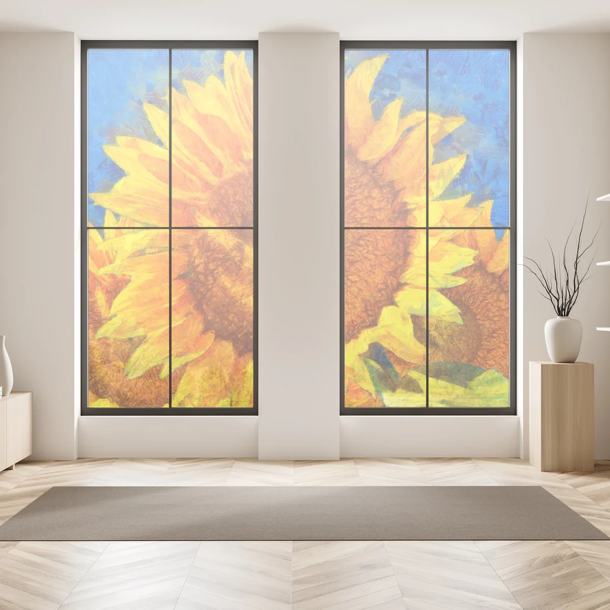 Fensteraufkleber lebendige sonnenblumen im stil von Van Gogh Fensteraufkleber lebendige sonnenblumen im stil von Van Gogh